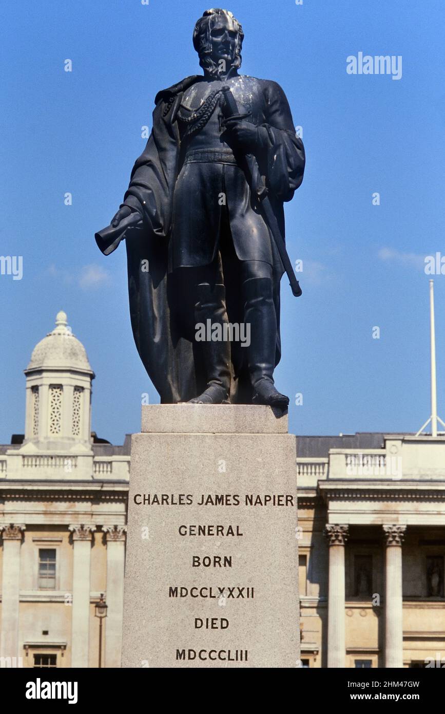 Bronze statue of Charles James Napier by the sculptor George Gammon Adams. Trafalgar Square. London. UK Stock Photo