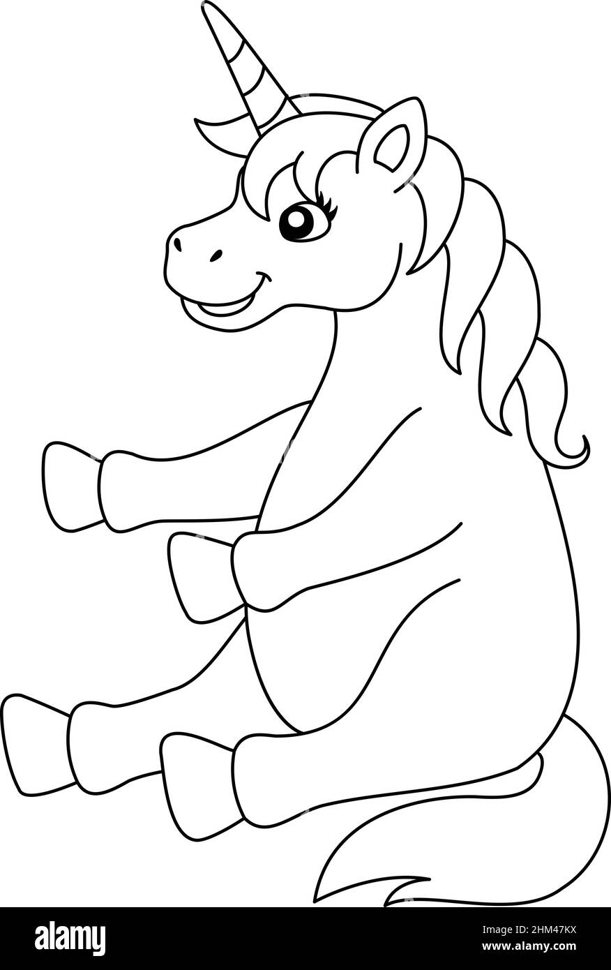 Sitting Unicorn Coloring Page Isolated for Kids Stock Vector Image ...