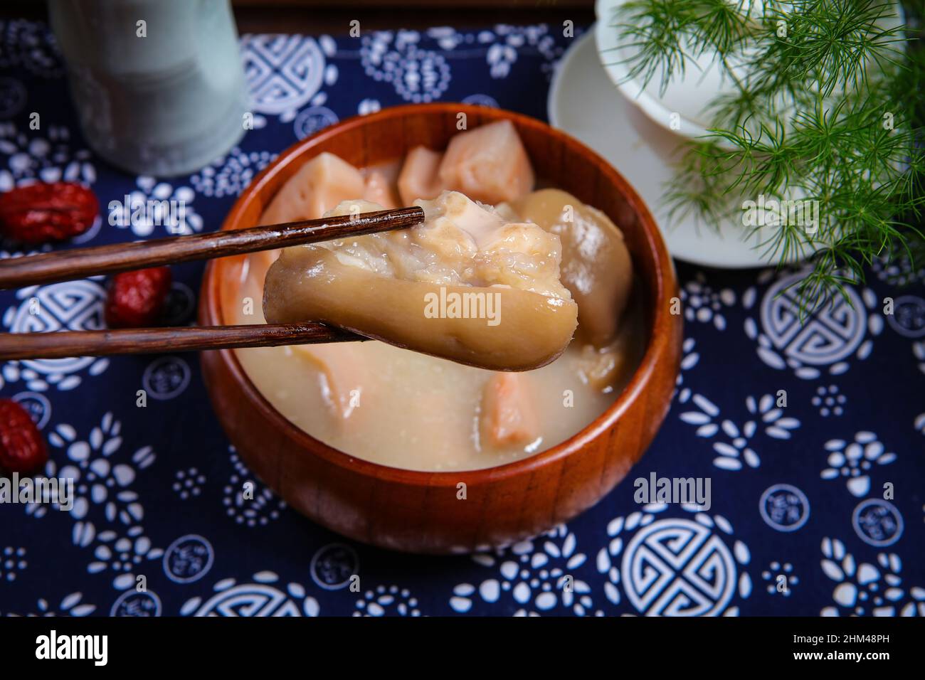 Lotus root pig feet soup Stock Photo Alamy