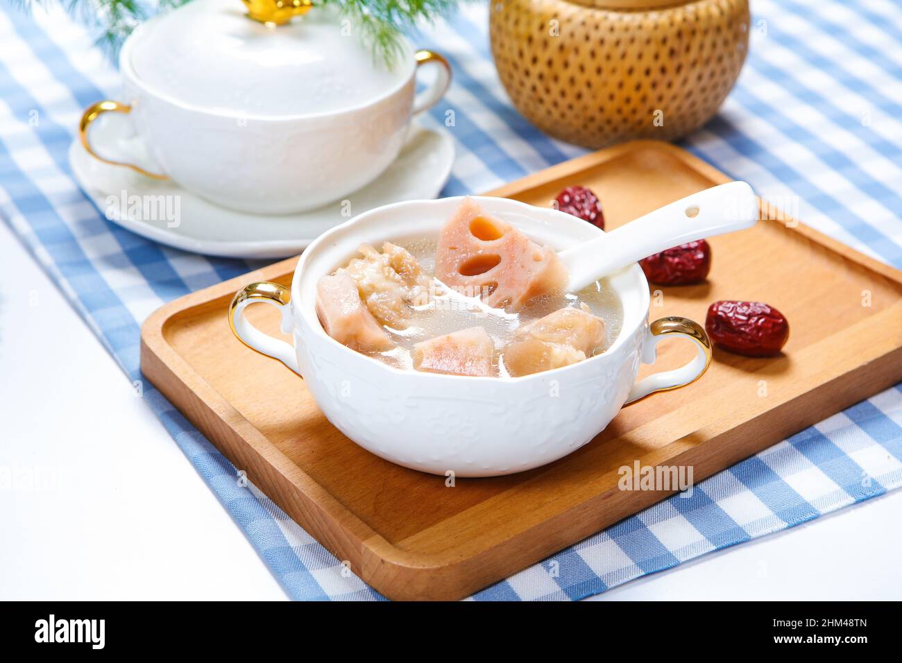 Lotus root pig feet soup Stock Photo Alamy