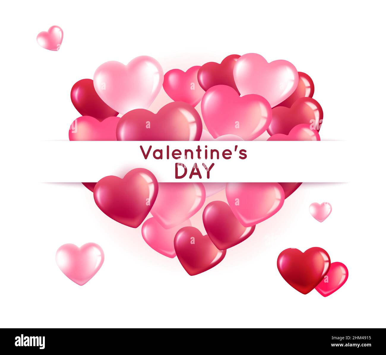 Bundle of heart shaped balloons made of pink and red. Valentine s Day ...