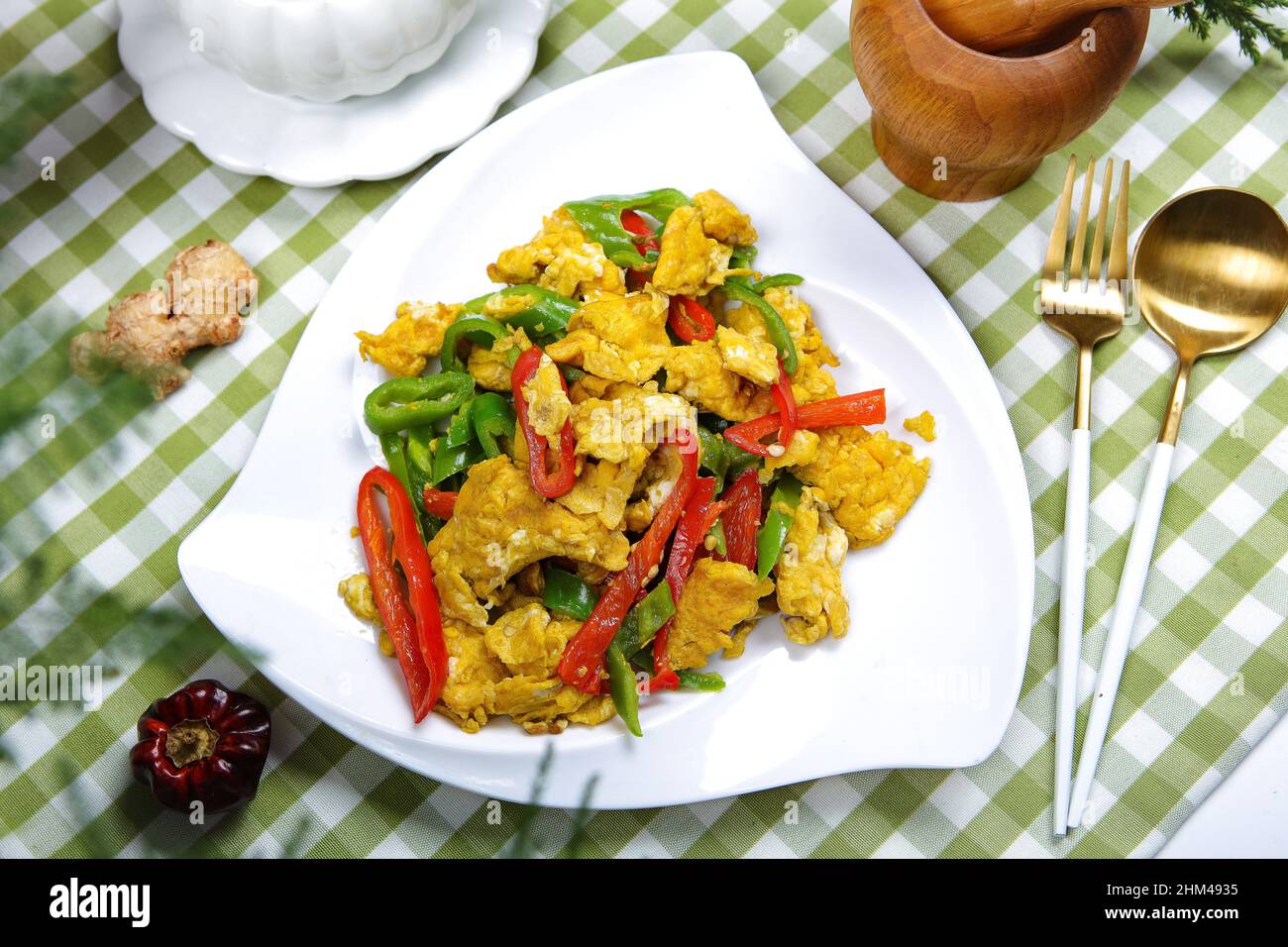 Chili scrambled eggs Stock Photo Alamy