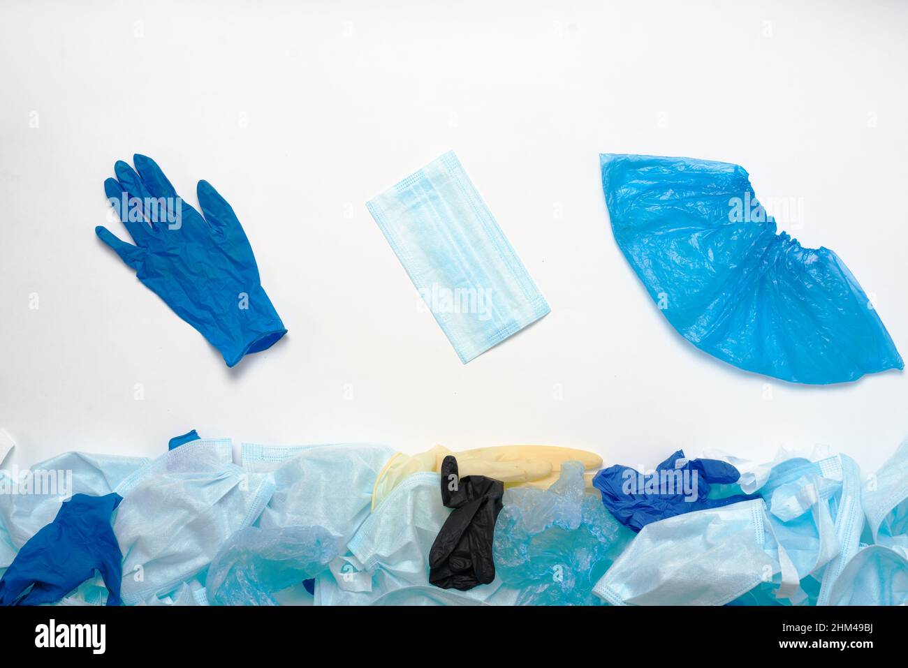 Sorting medical waste after coronavirus. Separate collection of shoe