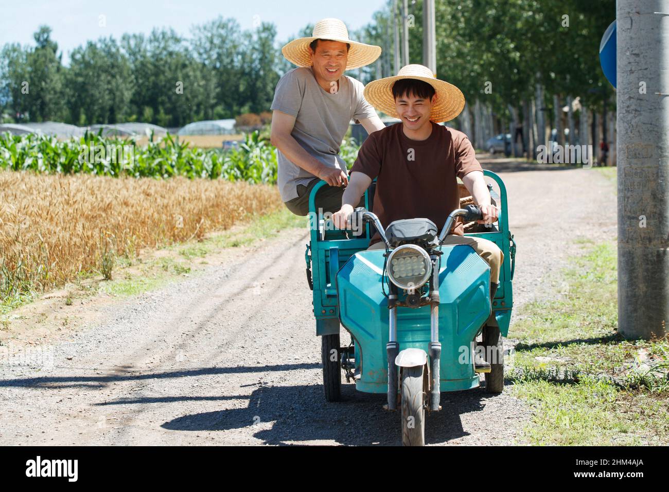 Driving tricycle farmers Stock Photo Alamy