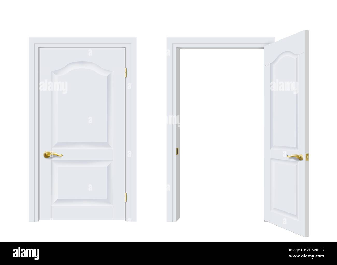 Vector. Two white classic doors open and closed. Template for design ...