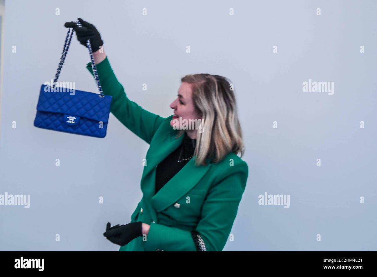 Royal blue quilted lambskin classic double flap hi-res stock photography  and images - Alamy