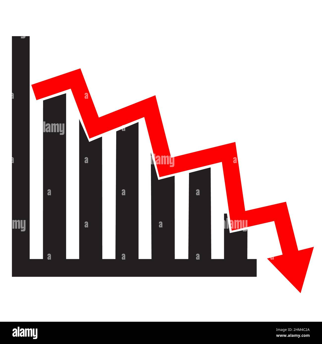 regression income icon on white background. graph decreases sign. graph ...