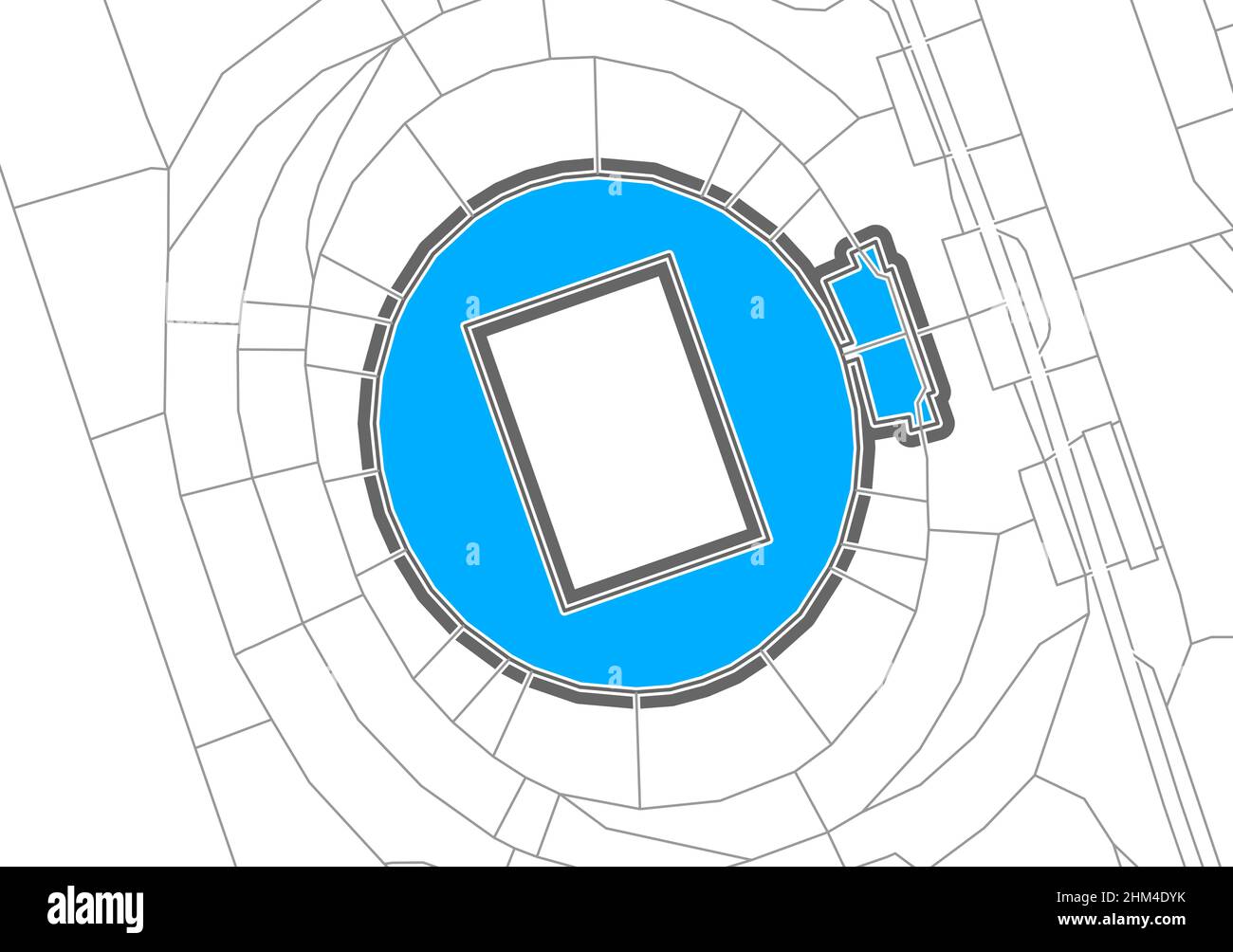 Leipzig, Football Stadium, outline vector map. The bundesliga statium map was drawn with white areas and lines for main roads, side roads. Stock Vector
