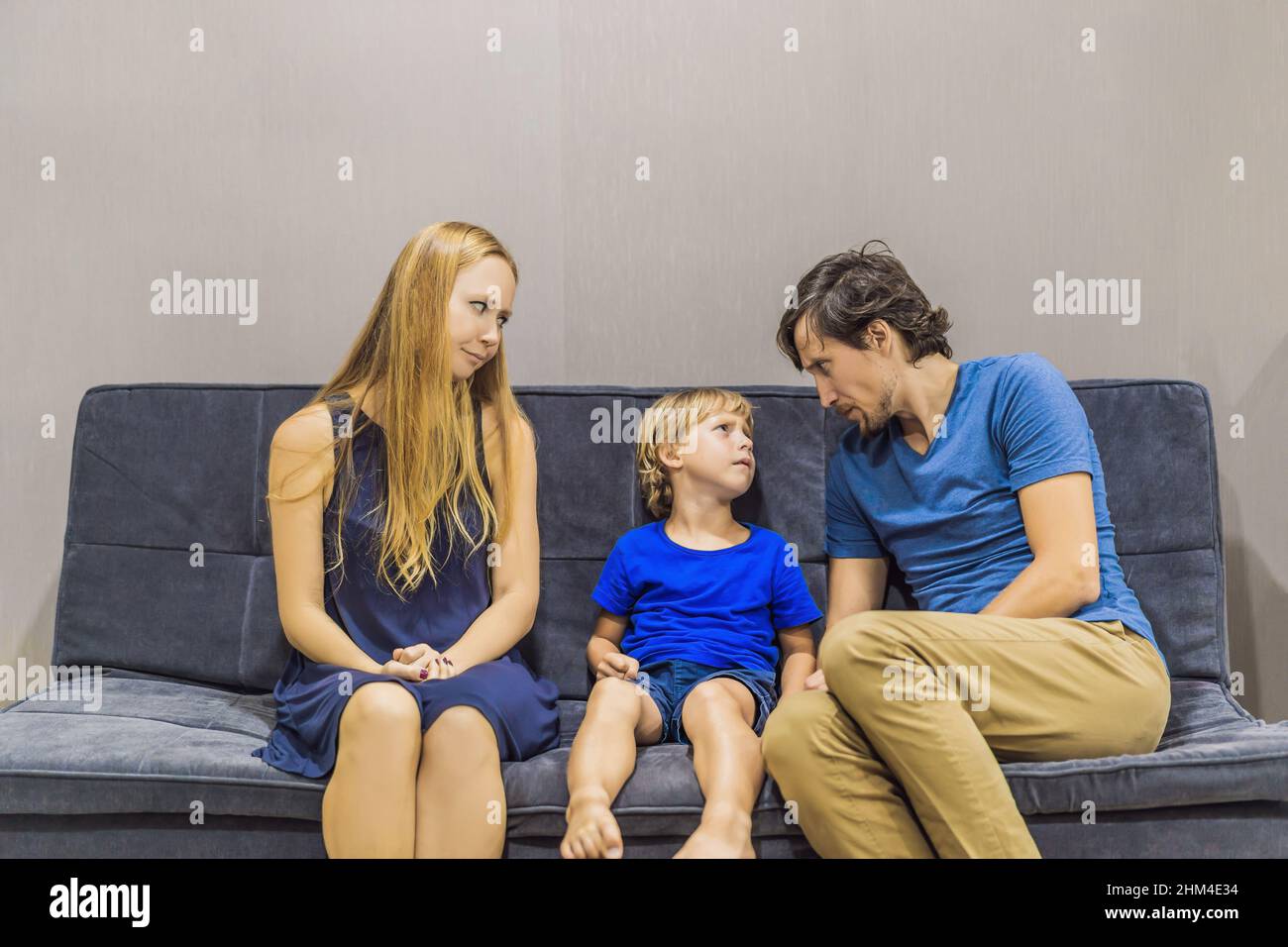 Parents swear on the child. Emotional intelligence concept Stock Photo ...