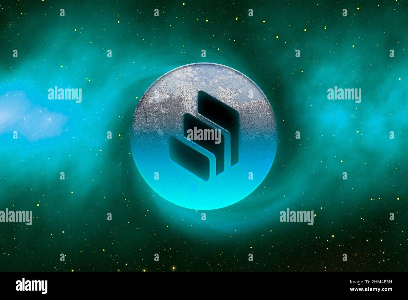 3D rendering cryptocurrency compound coin on colorful background ...