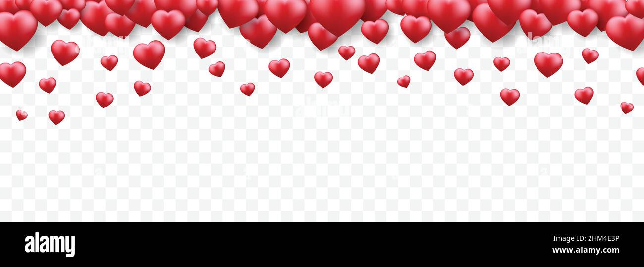 Red hearts vector illustration isolated on transparent background. Stock Vector