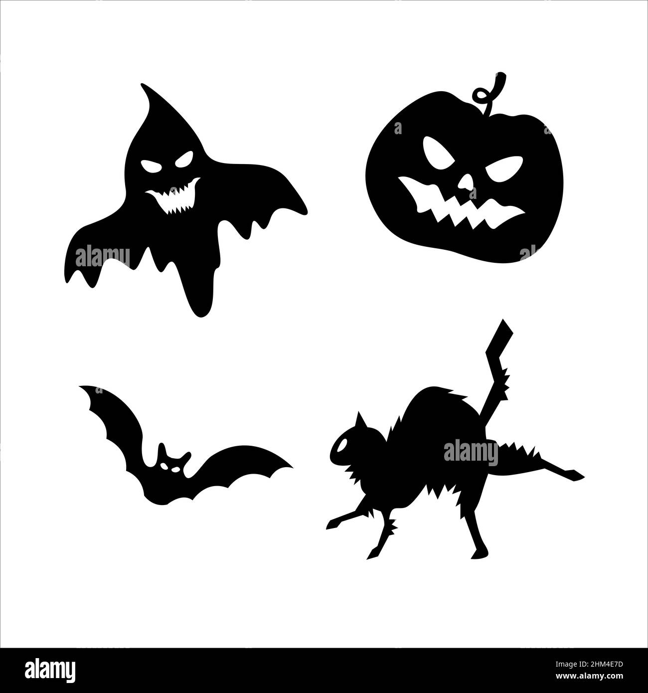 Cute cartoon skull and pumpkin Halloween doodle element. 24864836 PNG