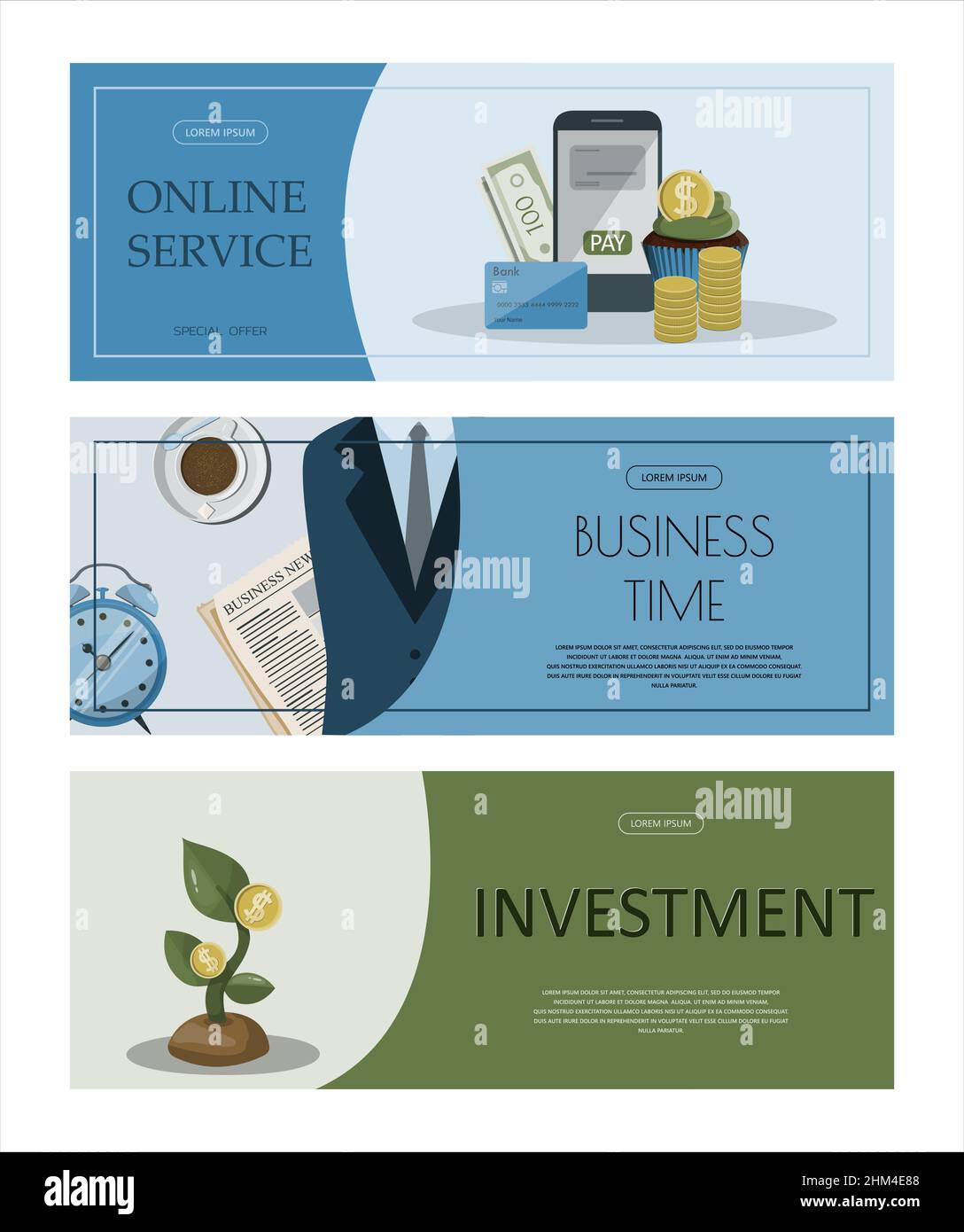 Financial investment banners. Vector flat Backgrounds for the website ...