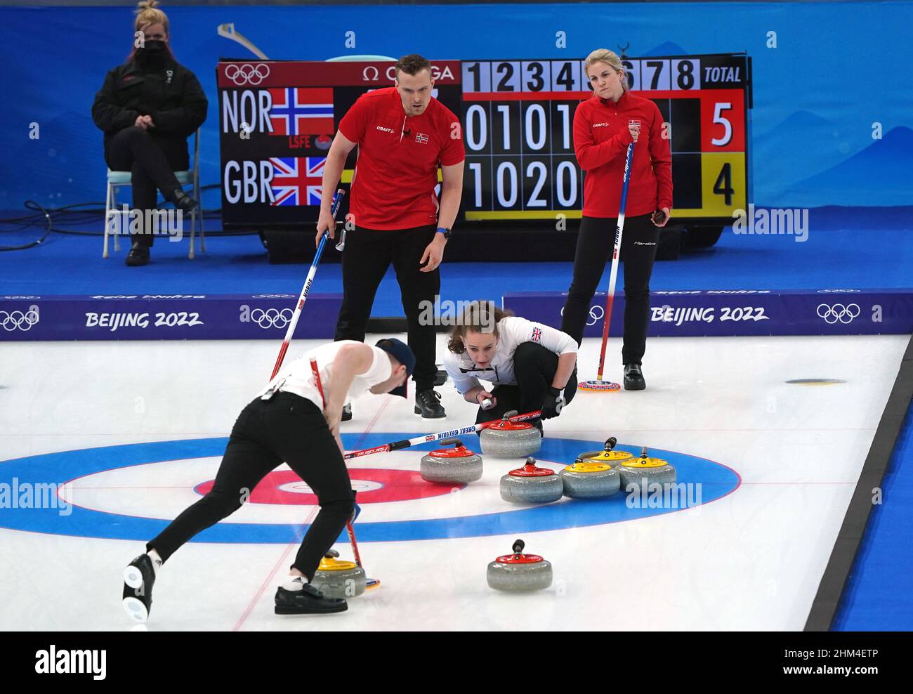 Great Britain's Bruce Mouat and Jennifer Dodds in the curling mixed