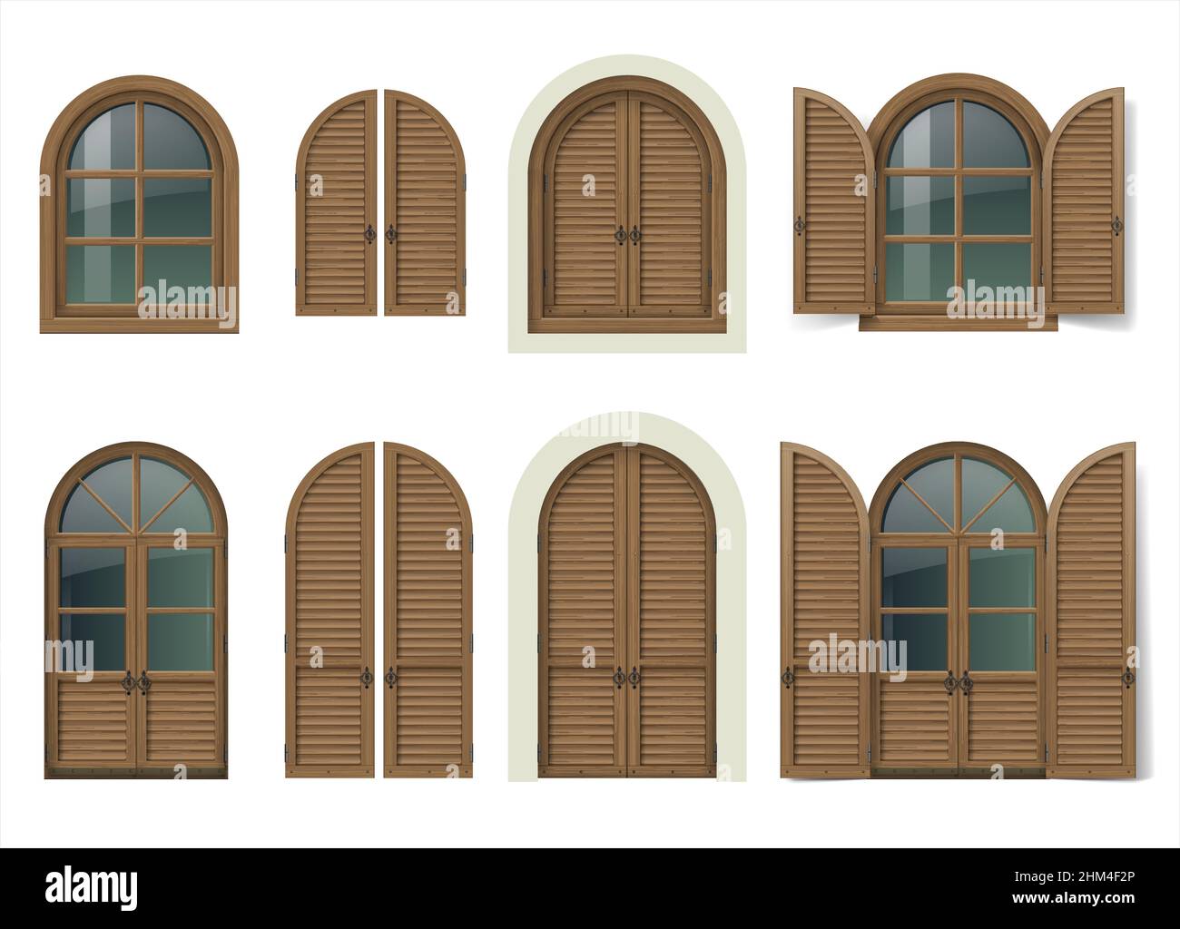 Rustic Window Vector Image Vintage wooden window and door with shutters. Mediterranean style ...