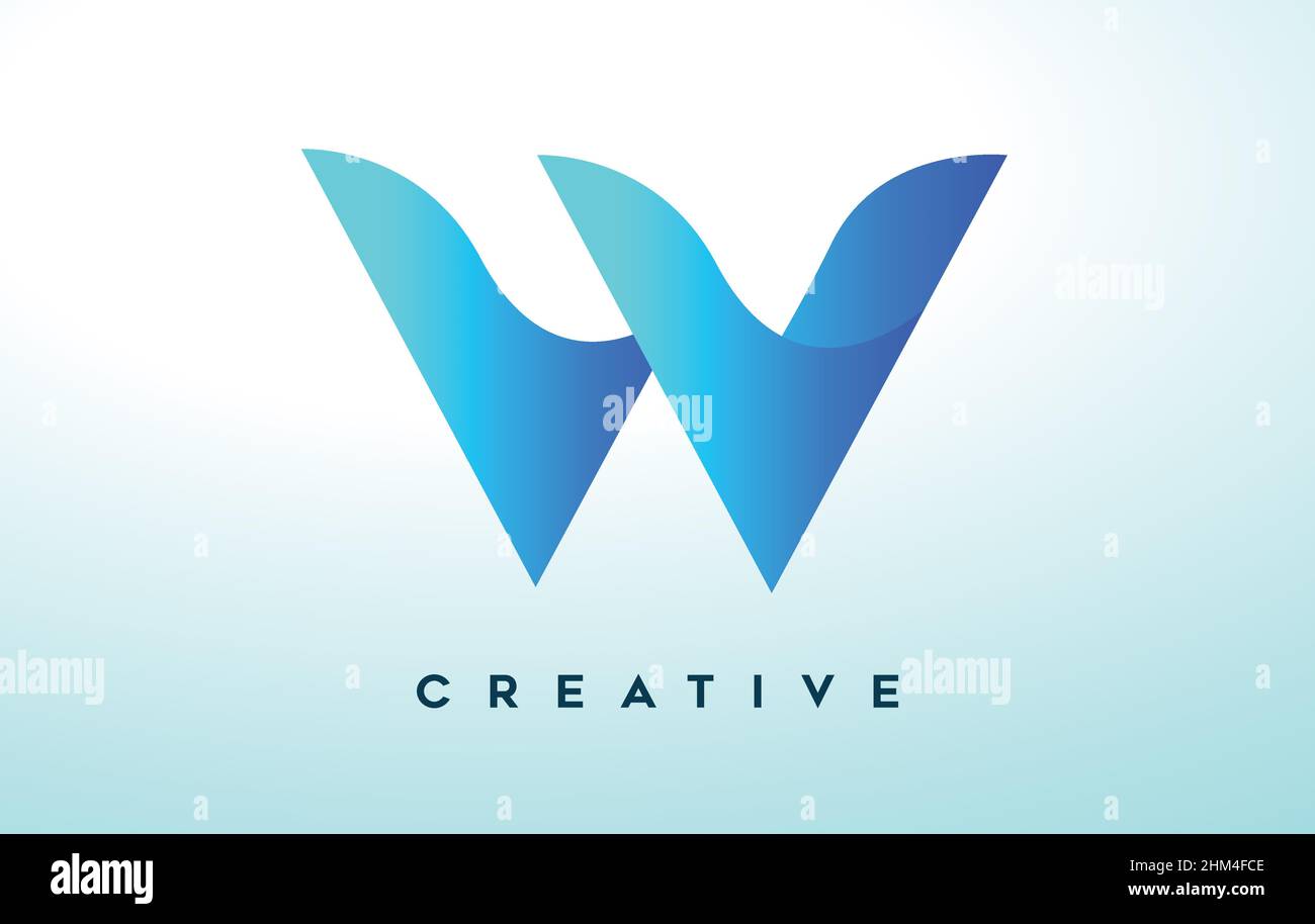 Blue W Letter Logo Design with Stylized Look and Modern Design for ...
