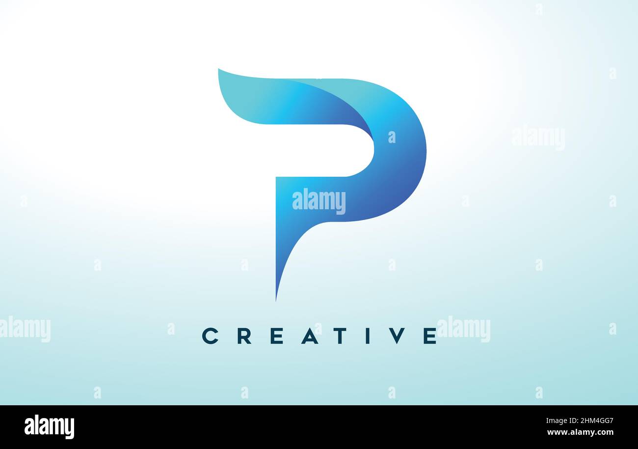Blue P Letter Logo Design with Stylized Look and Modern Design for ...