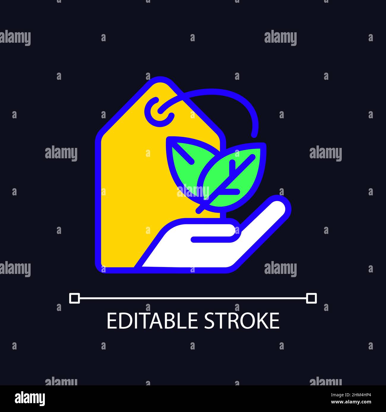 Eco brand pixel perfect RGB color icon for dark theme Stock Vector ...