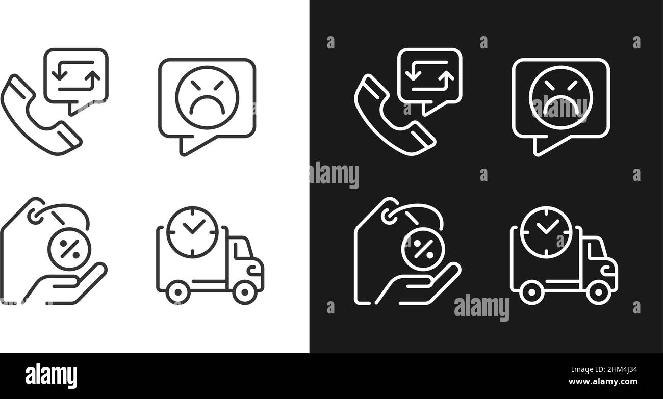 Customer help pixel perfect linear icons set for dark, light mode Stock ...