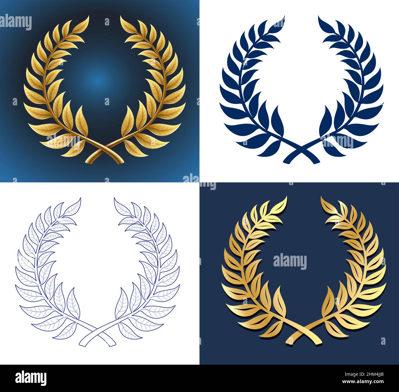 Vector graphics. Golden antique realistic vintage winner laurel wreath ...