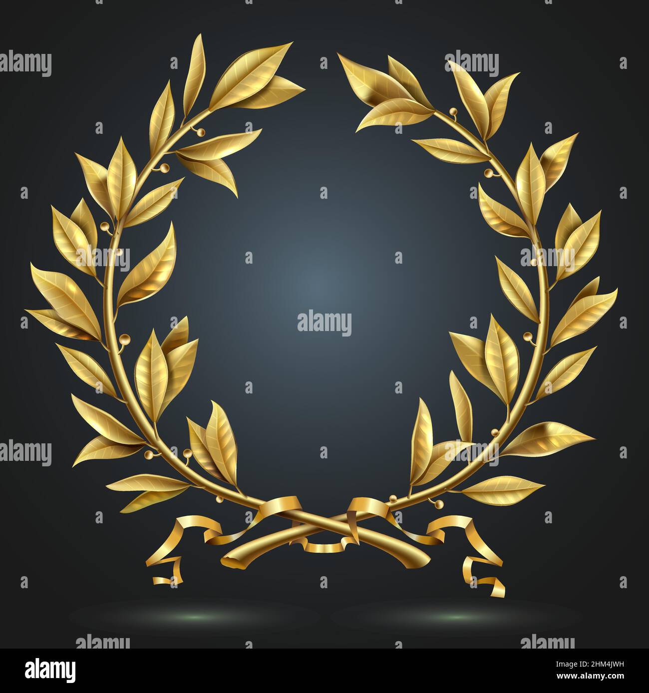 Vector graphics. Golden antique realistic vintage winner laurel wreath ...