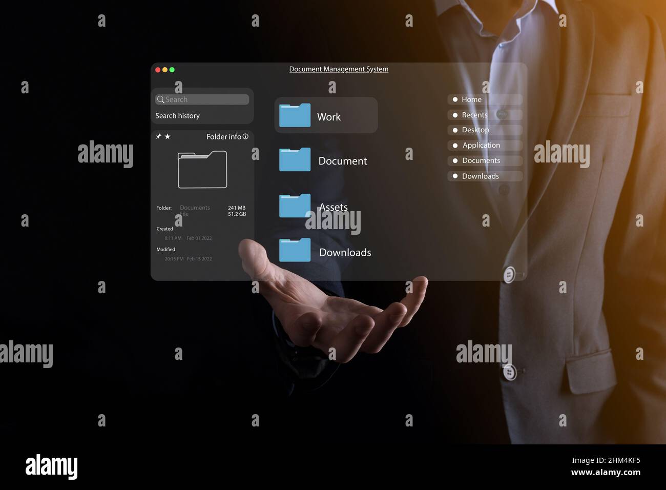 Document management concept. Virtual screen icons Document Management ...