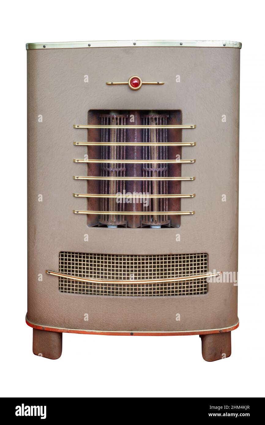Vintage brown gas heater isolated on a white background Stock Photo