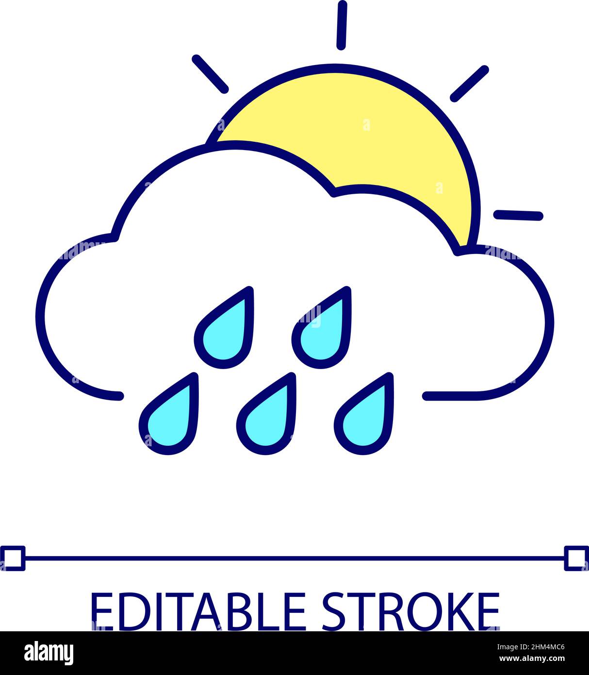 Cloudy weather with rainfall RGB color icon Stock Vector