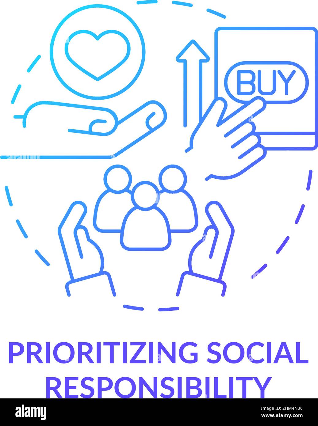 Prioritizing social responsibility blue gradient concept icon Stock Vector