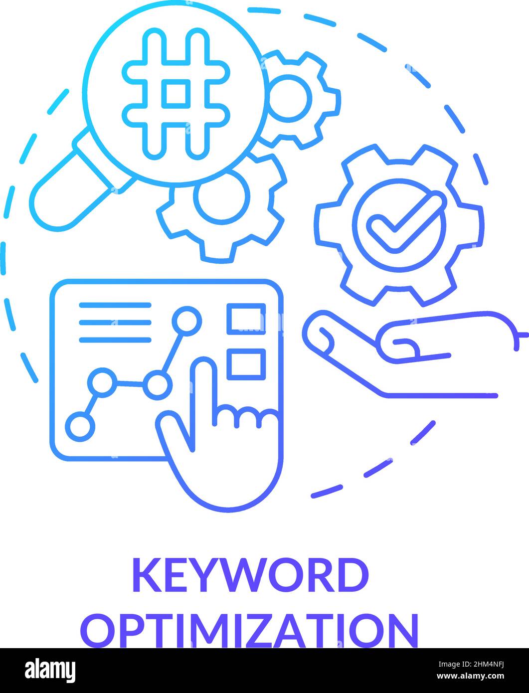 Keyword optimization blue gradient concept icon Stock Vector