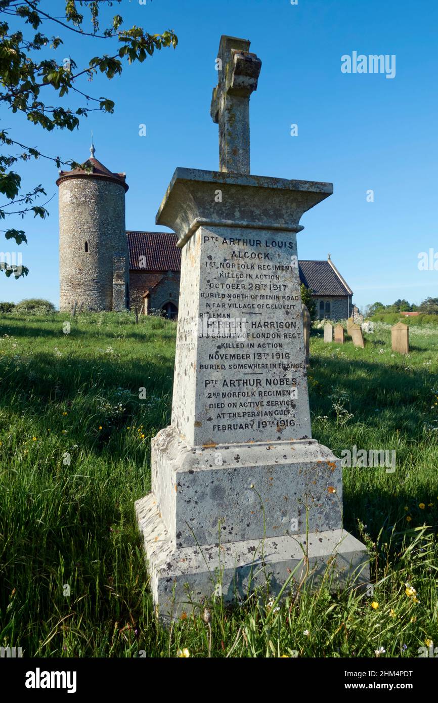 War memorial near St Andrew's Church, Little Snoring, Norfolk, England. Stock Photo