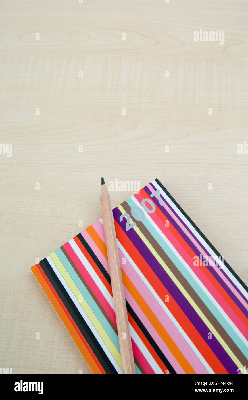 High Angle View Of A Pencil On A Diary, Credit:Photoshot Creative / Stuart Cox / Avalon Stock Photo