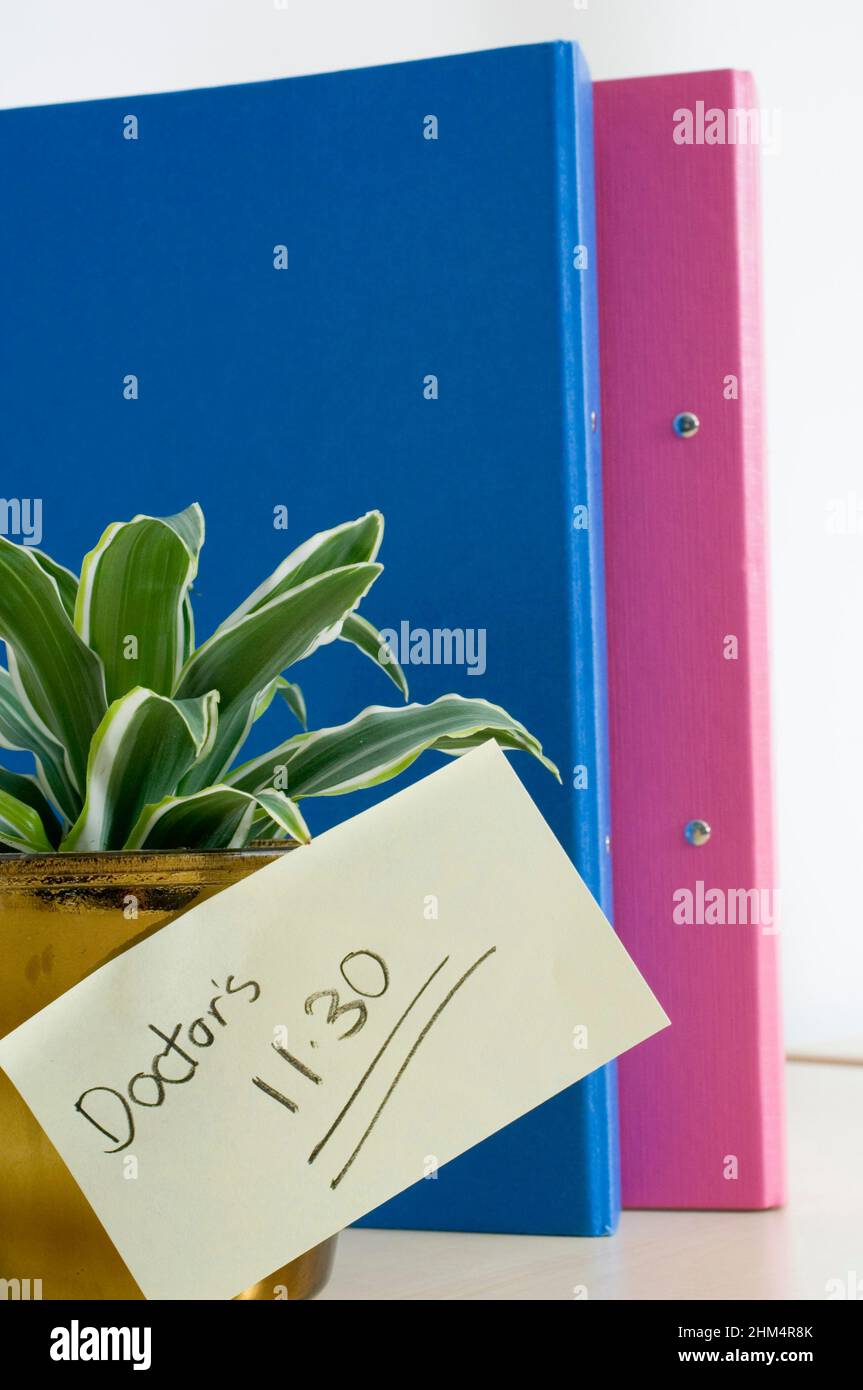 Close-Up Of A Post It Note With A Potted Plant, Credit:Photoshot Creative / Stuart Cox / Avalon Stock Photo