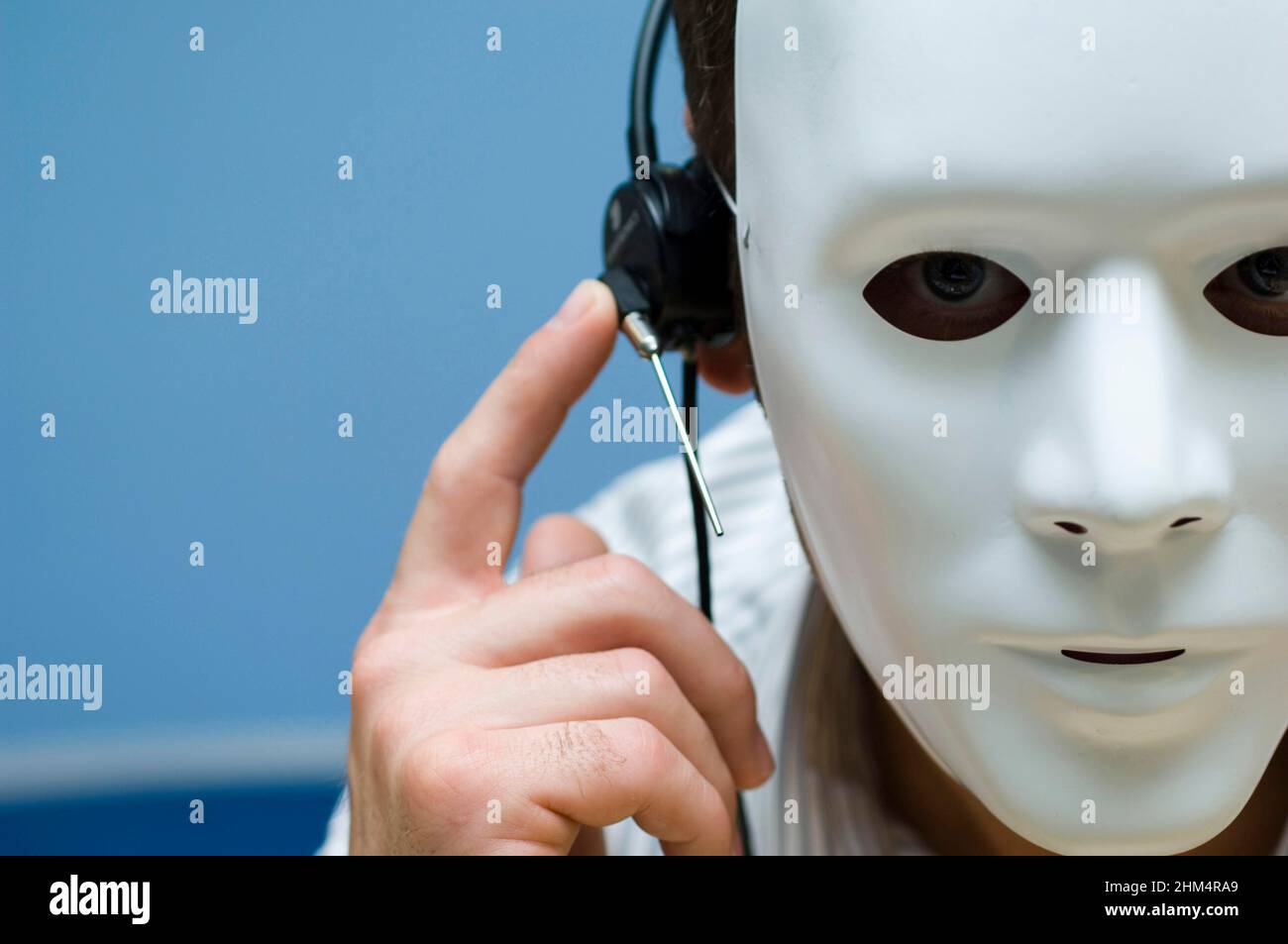 Close-Up Of A Person Wearing A Mask And A Headset, Credit:Photoshot Creative / Stuart Cox / Avalon Stock Photo