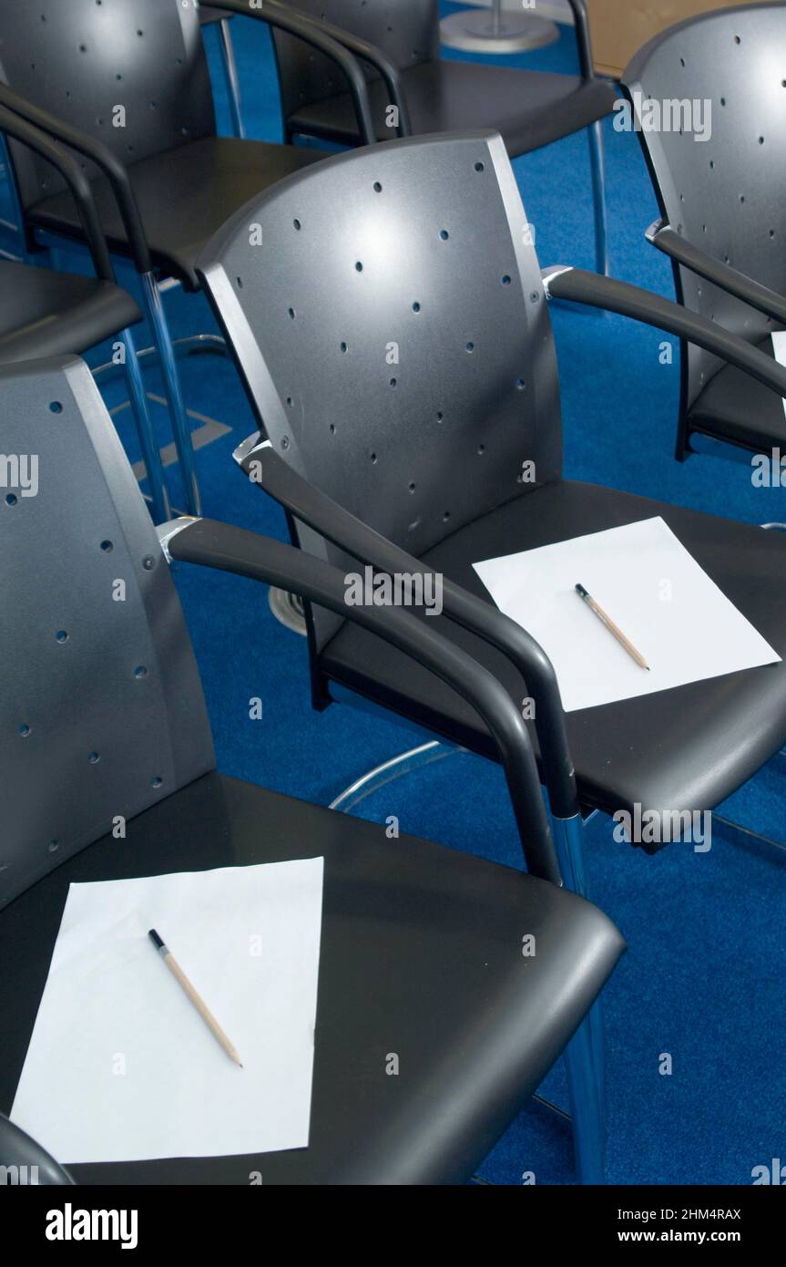 High Angle View Of Office Chairs In A Conference Room, Credit:Photoshot Creative / Stuart Cox / Avalon Stock Photo