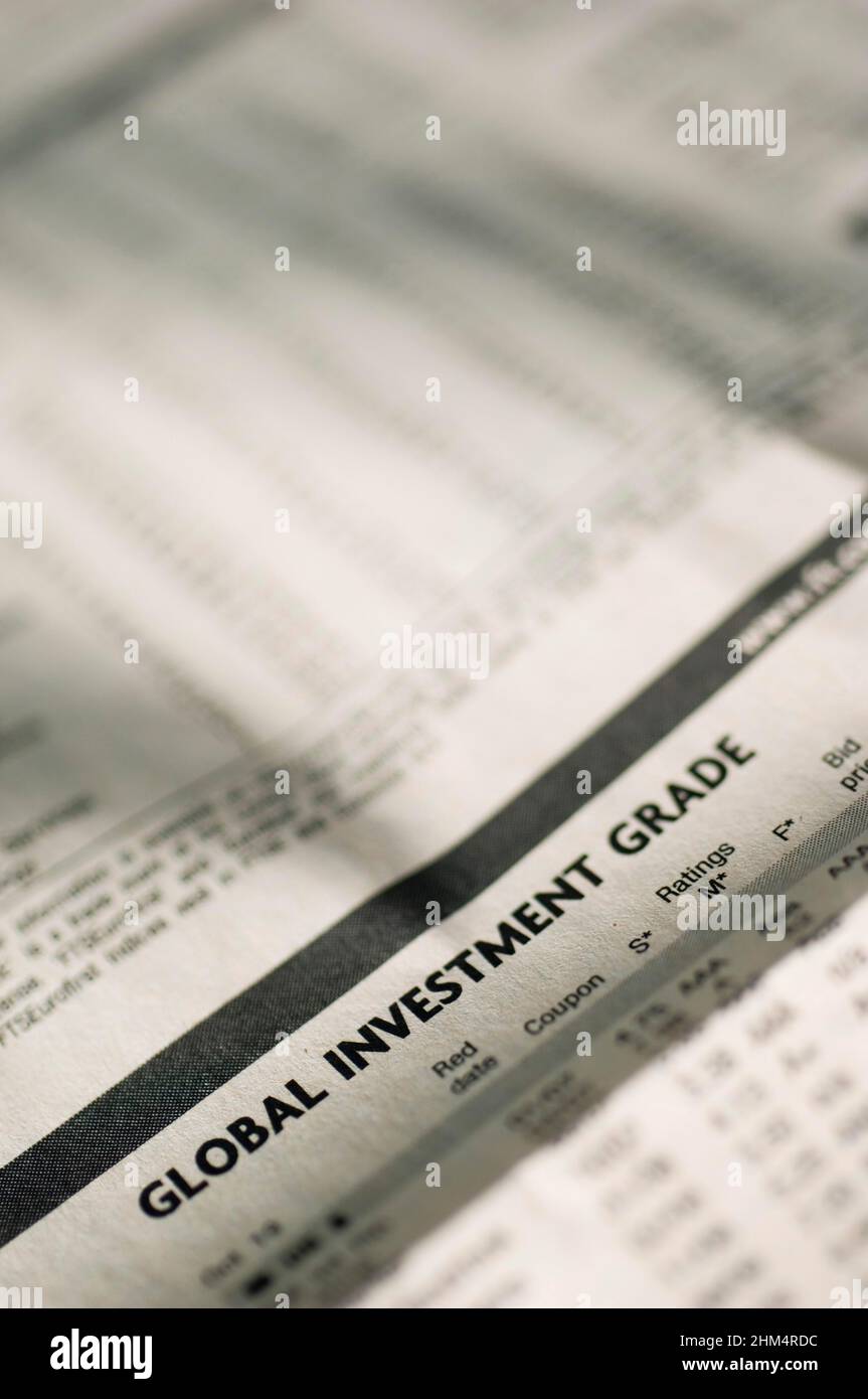 Close-Up Of A Financial Newspaper, Credit:Photoshot Creative / Stuart Cox / Avalon Stock Photo