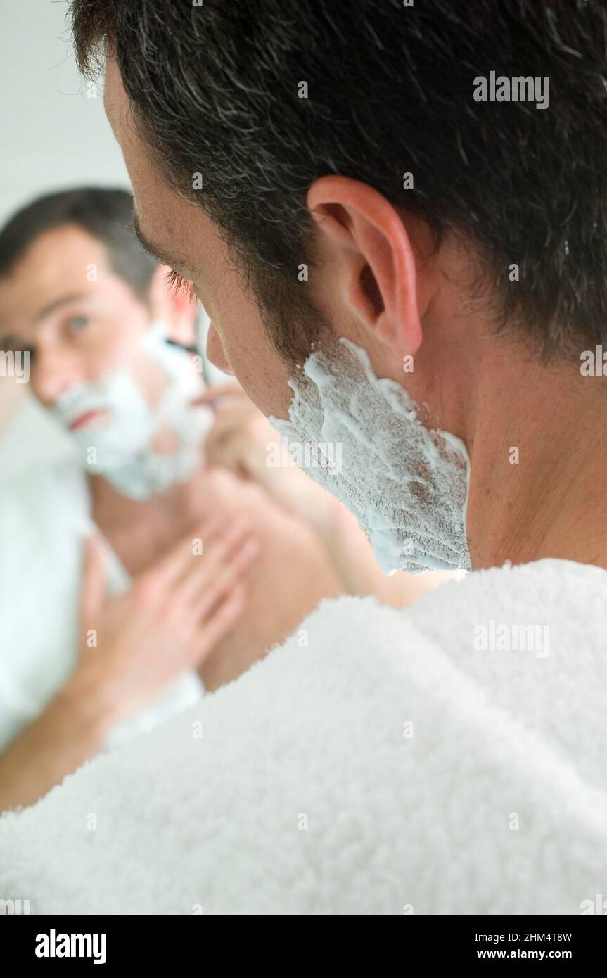 Close-Up Of A Young Man Shaving, Credit:Photoshot Creative / Stuart Cox / Avalon Stock Photo