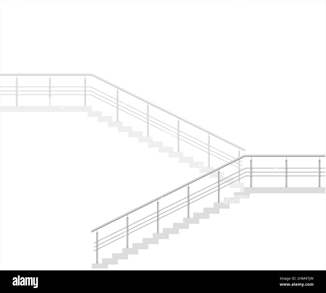 Modern staircase on white background. Modern building. Vector graphics Stock Vector