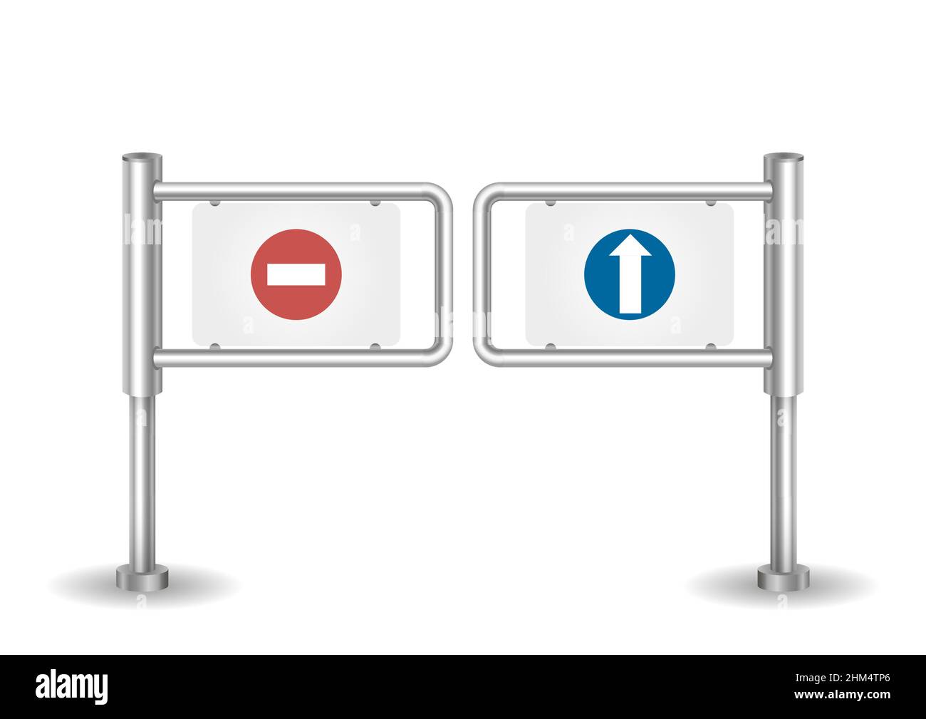 Input metal turnstile checkpoint for visitors or passengers. Vector graphics Stock Vector