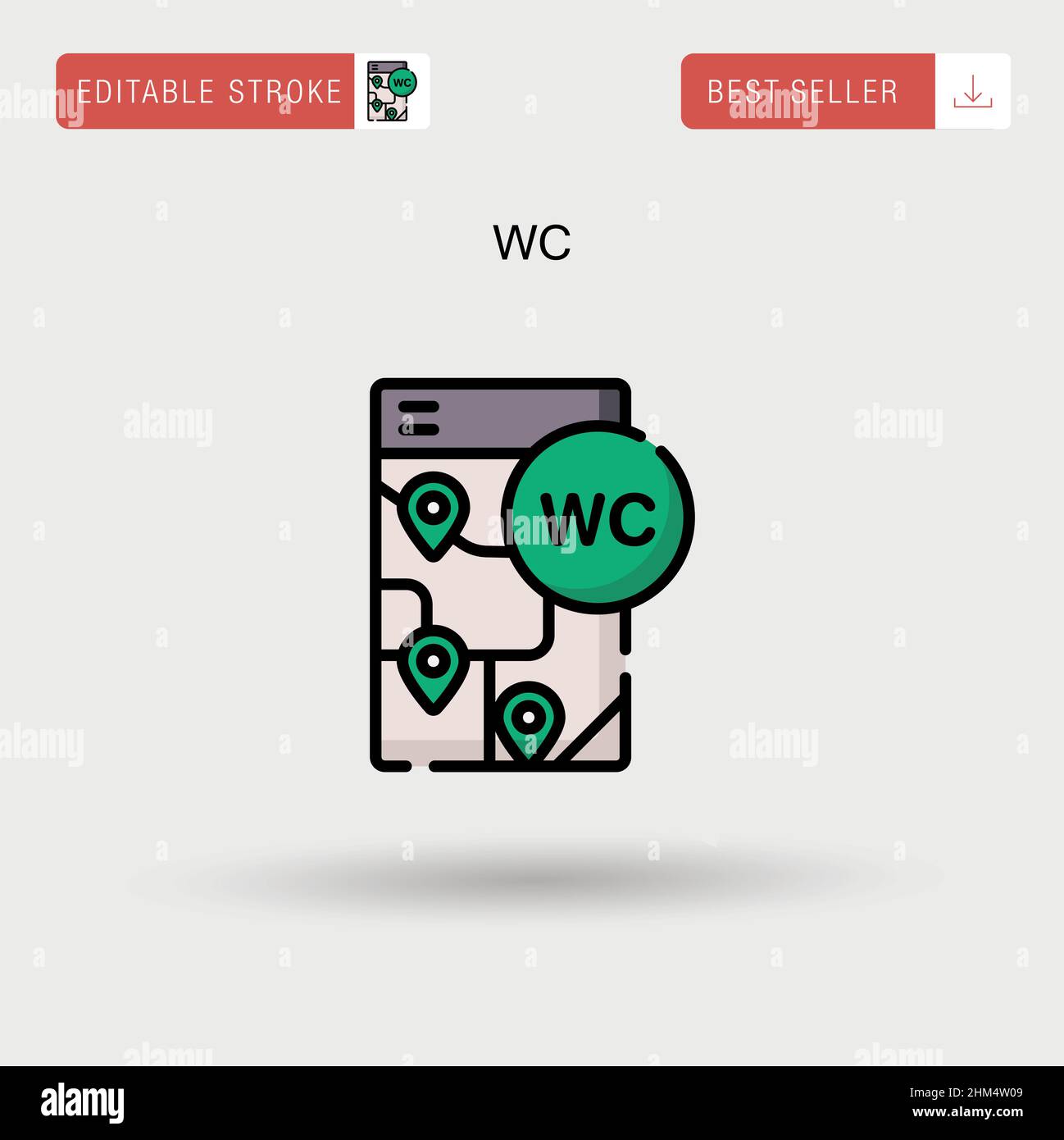 Wc Simple vector icon. Stock Vector