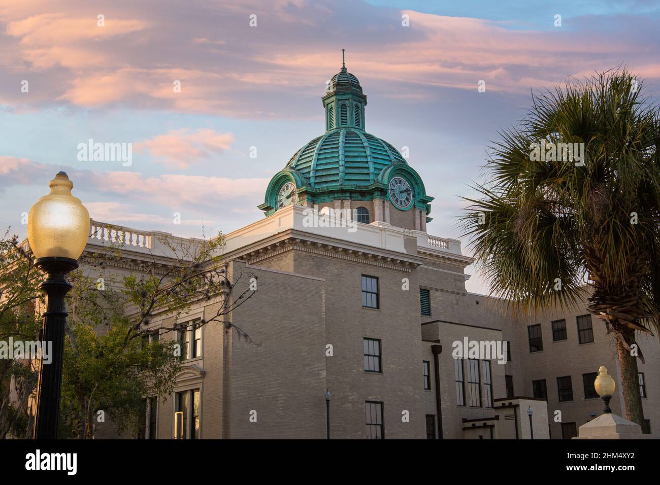 Historic courthouse against at sunrise in downtown Deland Florida Stock Photo