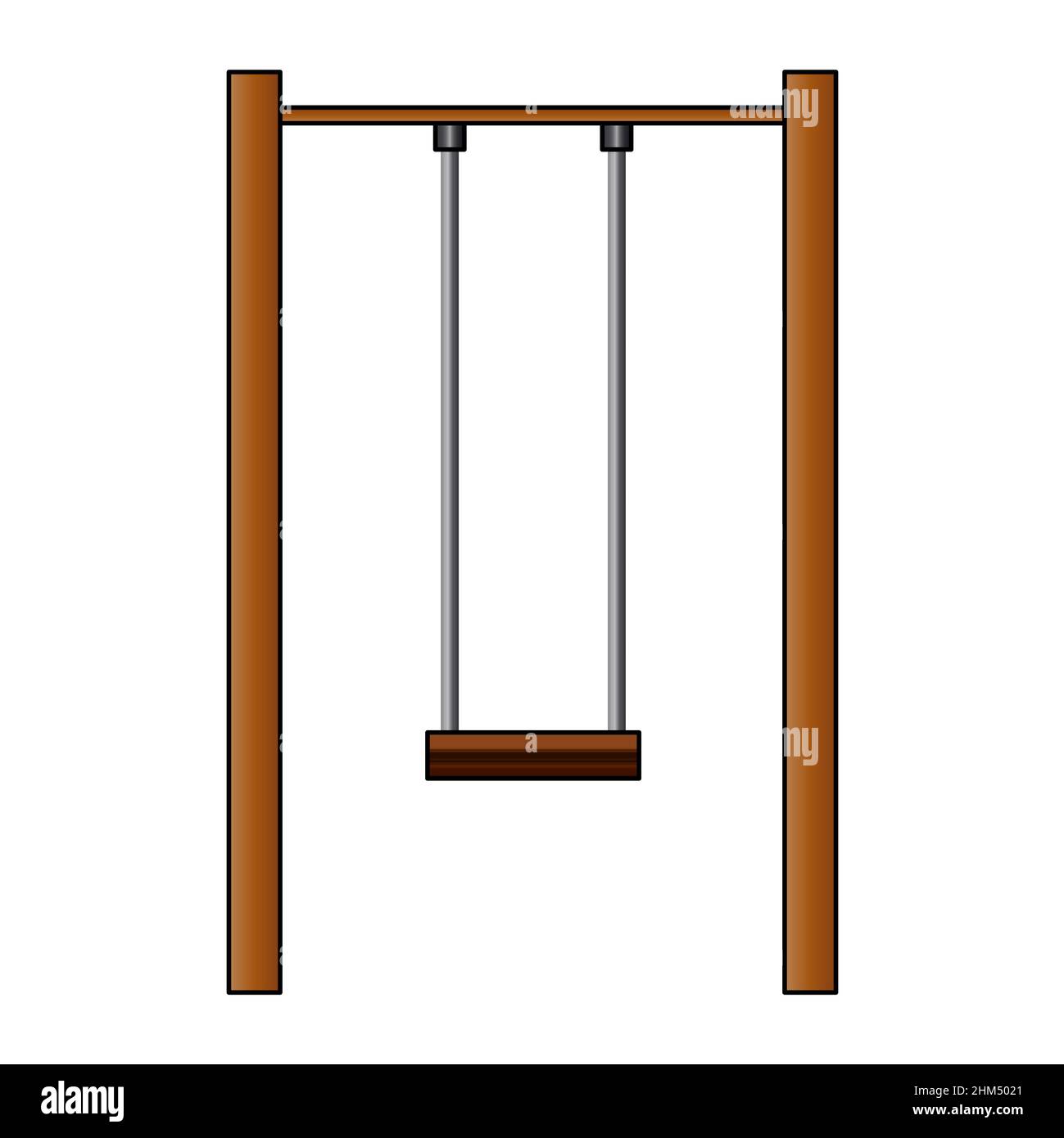 Kids swing vector illustration. empty swing isolated on a white background Stock Vector