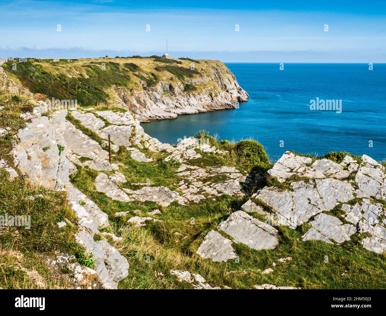 View from the South West Coast Path towards Berry Head, Brixham, Devon. Stock Photo