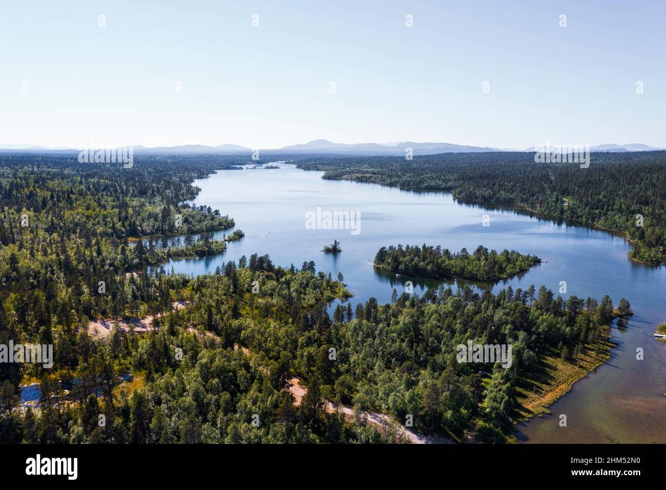 Aerial view lake pine forest hi-res stock photography and images - Alamy