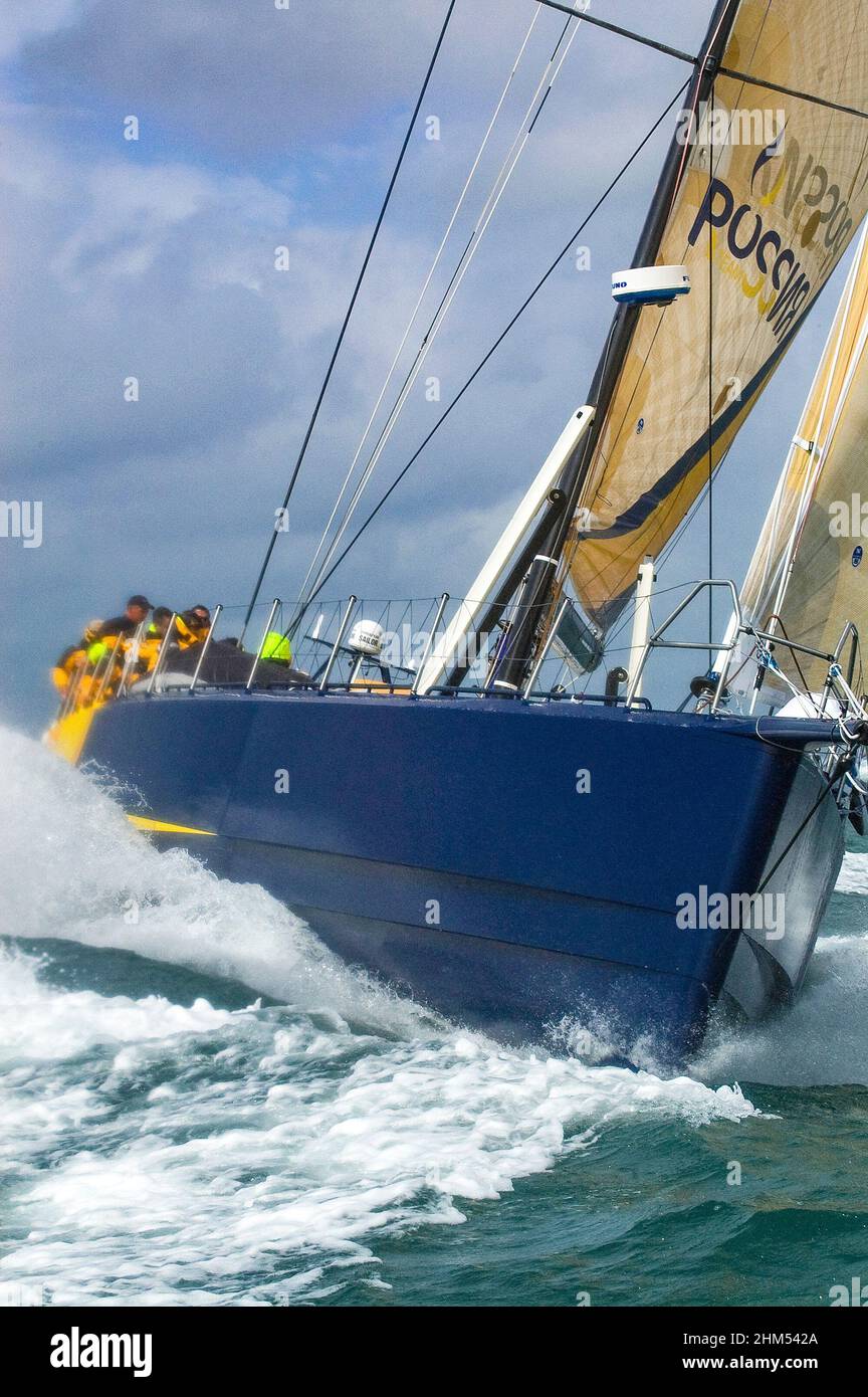 Kosatka, Team Russia, Volvo Open 70 ,Volvo OCEAN RACE entry on  their first competitive outing, in Britain’s Round the Island Race, Isle of Wight,UK Stock Photo