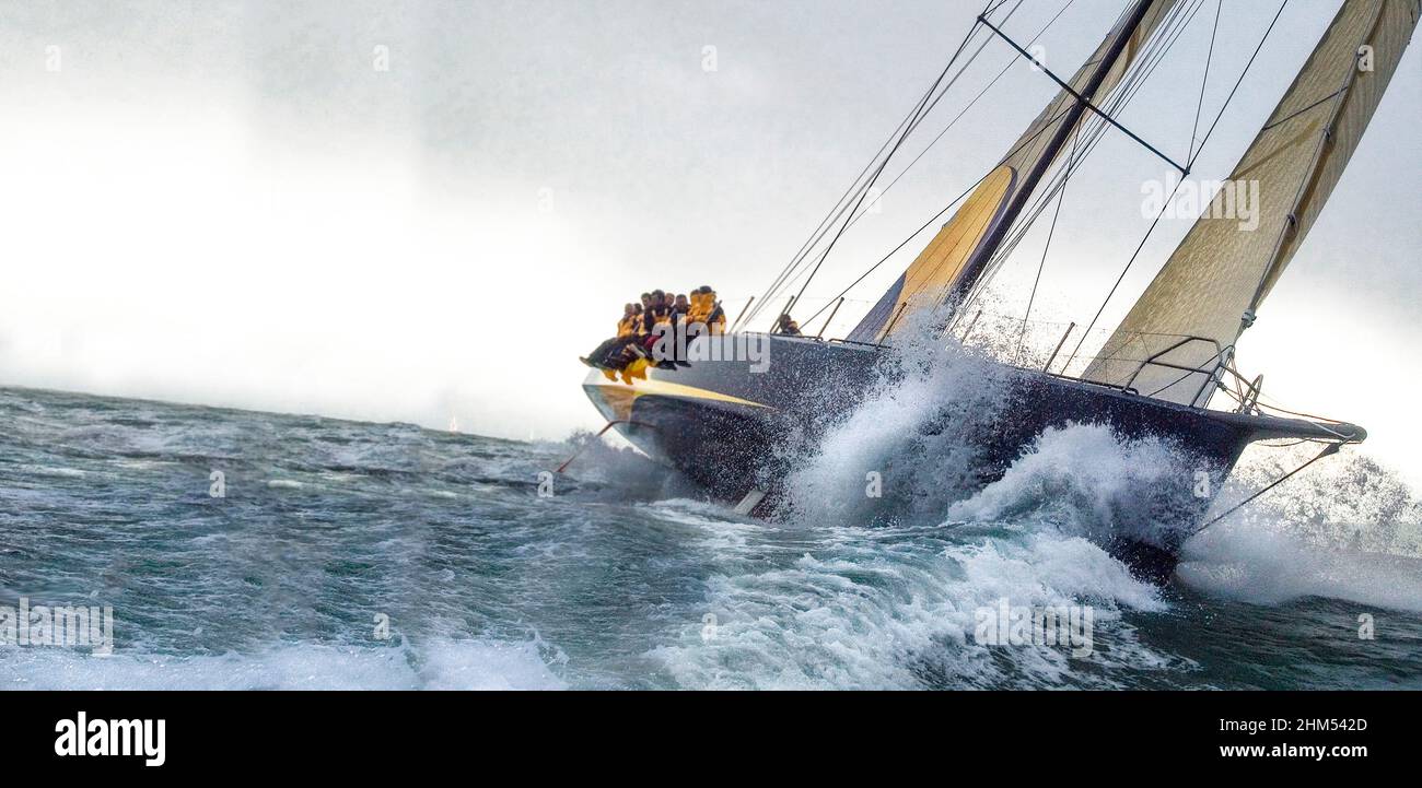 Kosatka, Team Russia, Volvo Open 70 ,Volvo OCEAN RACE entry on  their first competitive outing, in Britain’s Round the Island Race, Isle of Wight,UK Stock Photo