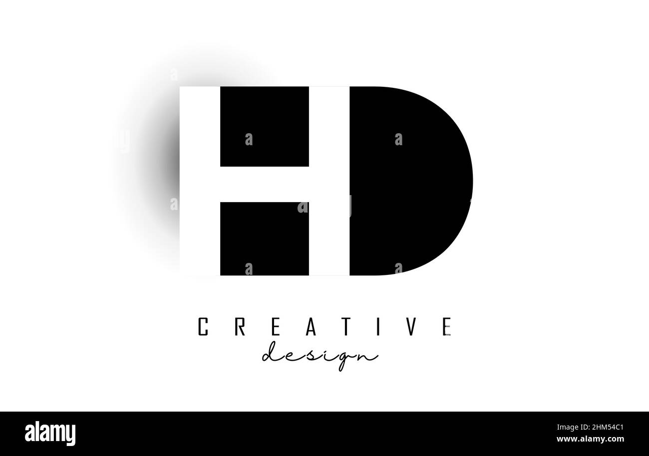HD letters Logo with negative space design. Vector illustration with ...
