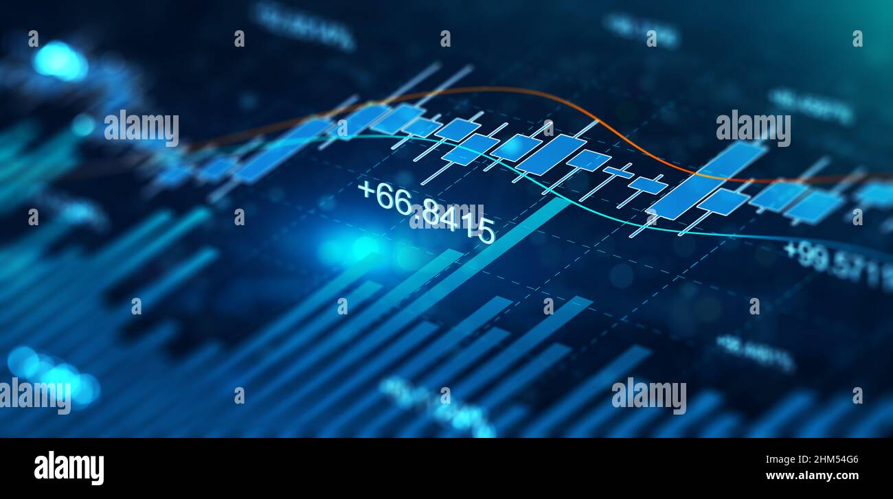 Stock graph and chart with business candlestick. Financial static
