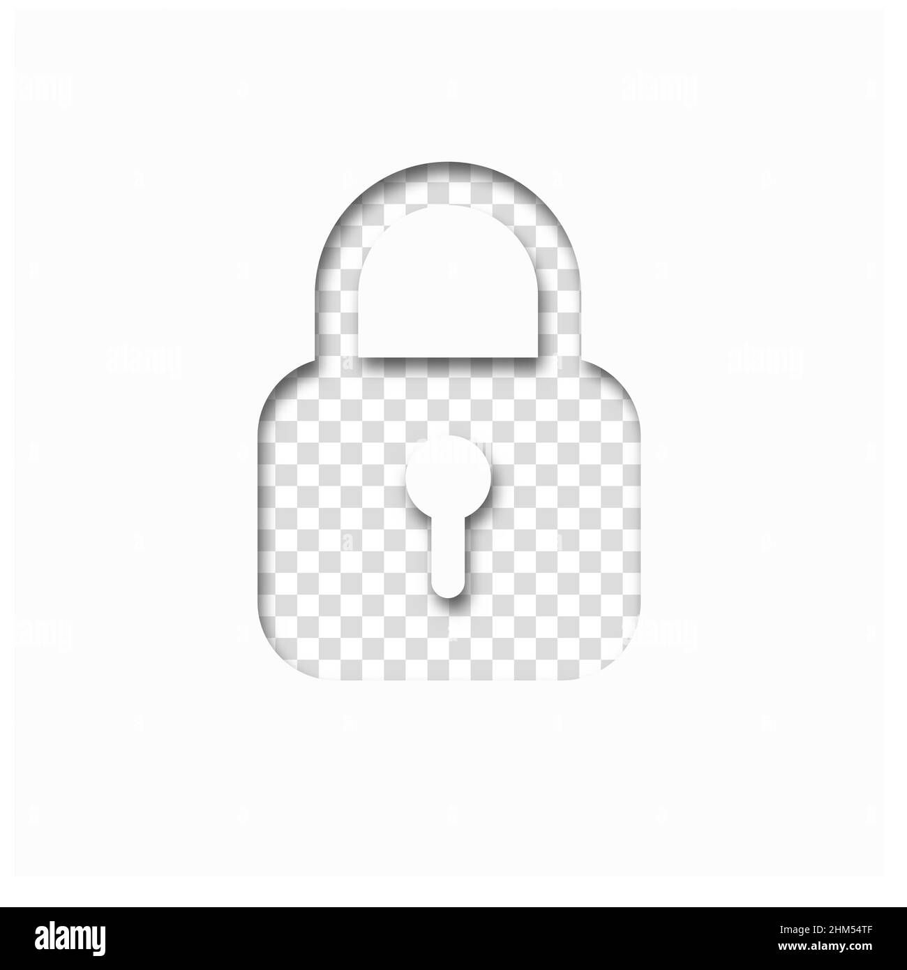 Paper cut style padlock icon with shadow on transparent background ...