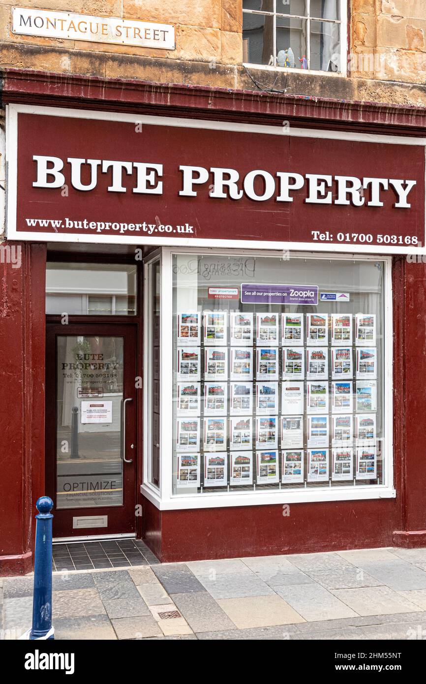 Bute Property, an estate agent in Montague Street, Rothesay on the Isle of Bute, Argyll & Bute, Scotland UK Stock Photo